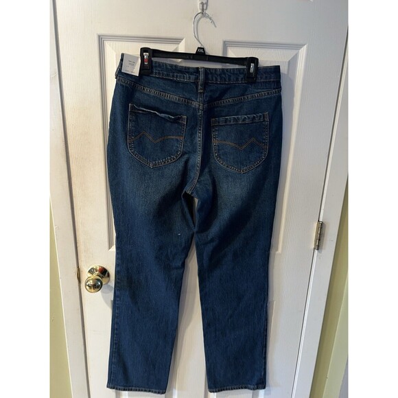 Cleo Wolf Jeans Womens 32x32 Blue Straight Leg High Rise Distressed stretch New - Picture 7 of 12
